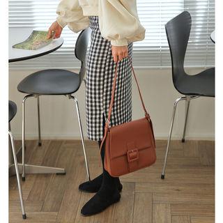 Woolen Gingham H-line Midi Skirt