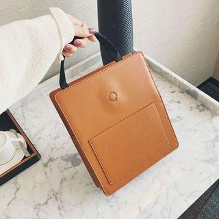 Faux-leather Plain Square Satchel