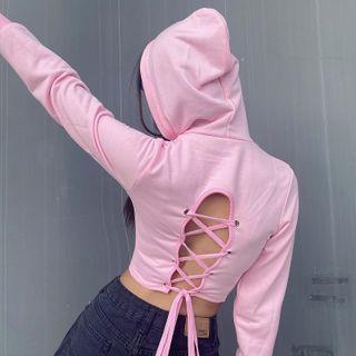 Lace Up Cropped Hoodie