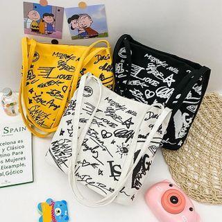 Bear Plush Lettering Shoulder Bag