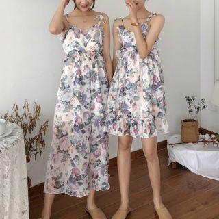 Printed Ruffled Sleeveless Dress / Playsuit