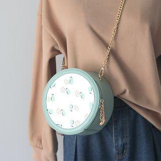 Avocado Print Faux Leather Round Crossbody Bag
