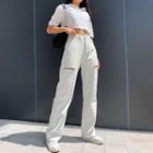 Cut-out Straight-fit Pants