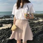 Plain Short Sleeve T-shirt / Plain Flared Skirt