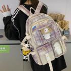 Pvc Panel Plaid Backpack / Bag Charm / Set