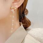 Bow Alloy Faux Crystal Dangle Earring 1 Pair - E2987 - Gold - One Size