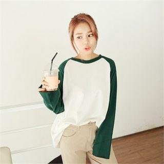 Contrast Raglan-sleeve Boxy-fit T-shirt