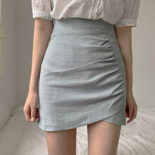 Lace Trim Short-sleeve Blouse / Pencil Skirt