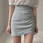Lace Trim Short-sleeve Blouse / Pencil Skirt