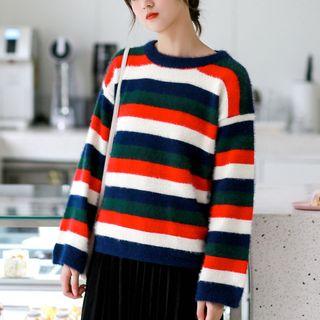 Color Block Striped Sweater As Shown In Figure - One Size