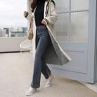 Sailor-collar Contrast-trim Long Cardigan