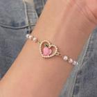 Peach Resin Faux Pearl Bracelet Jml5073 - Bracelet - Gold - One Size