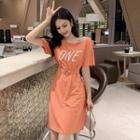 Short-sleeve Letter A-line T-shirt Dress