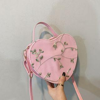 Embroidered Heart Crossbody Bag