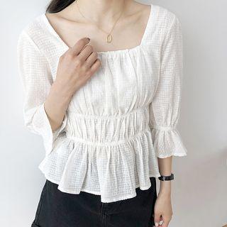 3/4 Sleeve Square-neck Blouse