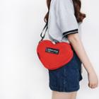 Heart-shaped Canvas Crossbody Bag Red - One Size