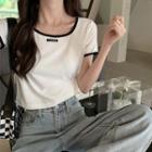 Square-neck Logo Cropped Top
