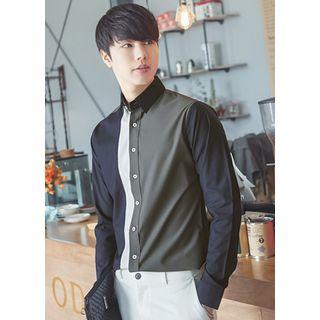 Round-hem Color-block Shirt