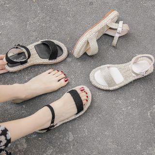 Ankle Strap Woven Flat Sandals