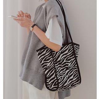 Zebra Print Tote Bag Black - One Size