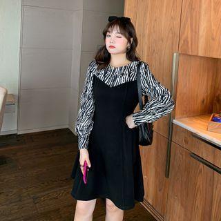 Mock Two-piece Patterned Panel Dress