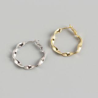Twisted 925 Sterling Silver Hoop Earring