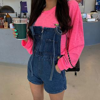 Spaghetti-strap Pocket-detail Denim Playsuit