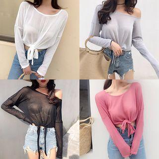 Tie Hem Long-sleeve T-shirt