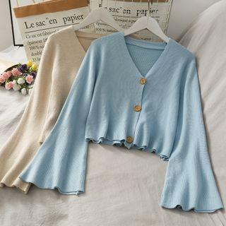 Bell-sleeve Crop Knit Top In 10 Colors