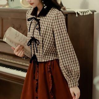 Plaid Tied Shirt Red - One Size