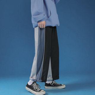 Contrast Panel Drawstring-cuff Sweatpants