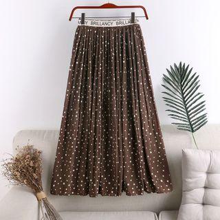 Letter Waistband Dotted A-line Skirt