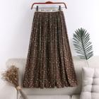 Letter Waistband Dotted A-line Skirt
