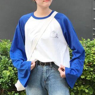 Cartoon Print Long-sleeve Raglan T-shirt