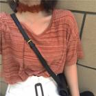 Set: Short-sleeve Striped T-shirt + Choker