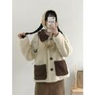 Contrast-collar Faux-shearling Jacket
