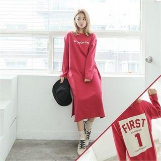Round-neck Lettering Long T-shirt Dress
