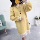 High Neck Fringe Hem Knit Dress