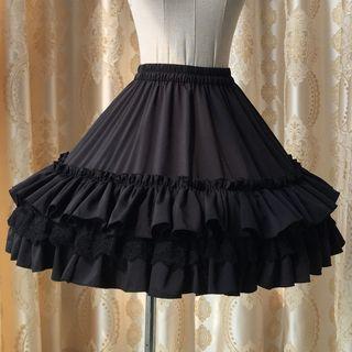 Lace Trim Ruffle Trim A-line Skirt