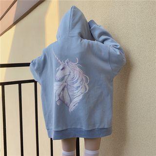 Printed Oversize Zip Hoodie