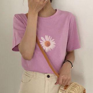 Daisy Print Short-sleeve T-shirt