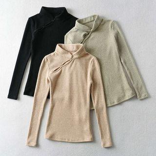 Long-sleeve Stand Collar Fitted Top