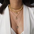 Faux Pearl Alloy Pendant Layered Choker Necklace