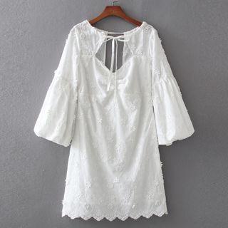 Short-sleeve Cutout Lace-up Dress