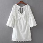 Short-sleeve Cutout Lace-up Dress