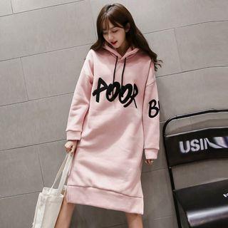 Letter Applique Hoodie Dress