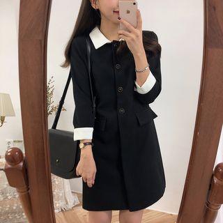 Polo Collar Long-sleeve Mini A-line Dress