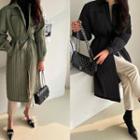 Pocket-detail Quilted Coat With Sash
