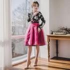 Sheer Chiffon Midi Hanbok Skirt Pink - One Size