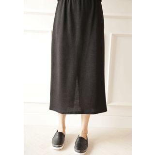 Band-waist Long Knit Skirt